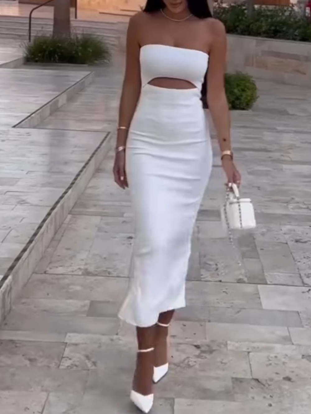NWT ZARA Stretch Cut-Out Strapless Midi Dress